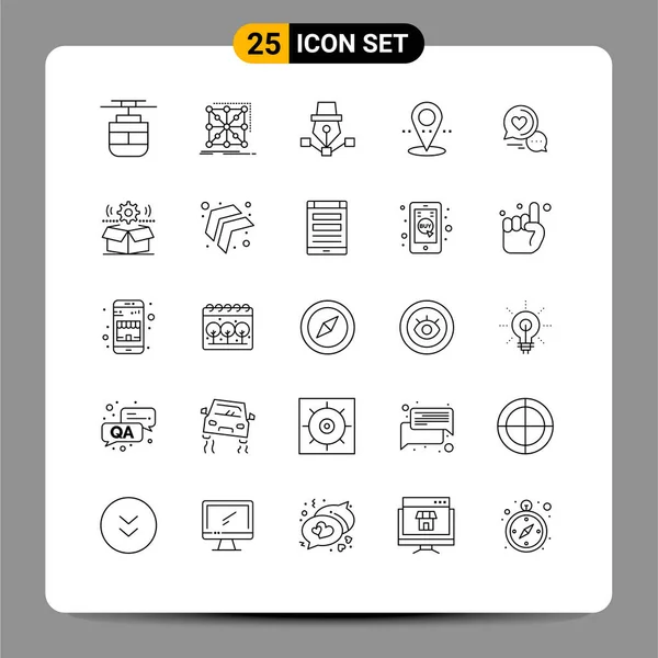 Stock Vector Icon Pack Line Signs Symbols Chat Bubble Pin — 스톡 벡터