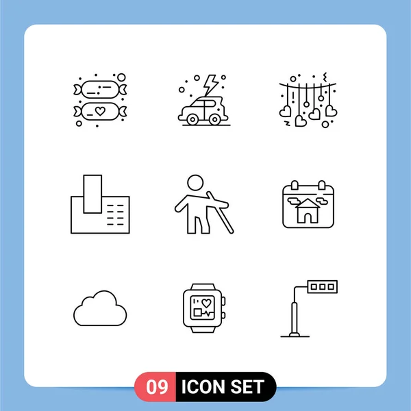 Set Modern Icons Sysymbols Signs Old Phone Hanging Home Appliances — Archivo Imágenes Vectoriales