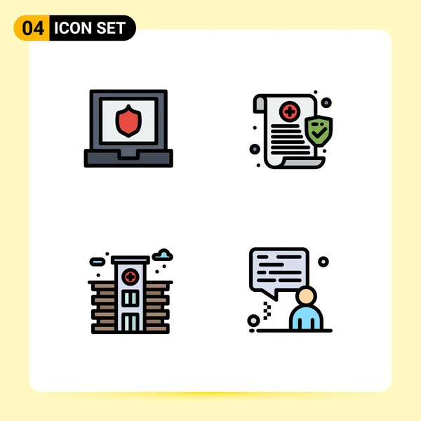 Creative Icons Modern Jelek Szimbólumok Laptop Kórház Orvosi Biztonsági Chat — Stock Vector