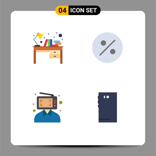 Flat Icon Pack Universal Σύμβολα Βιβλίων Digital Table Τοις Εκατό — Διανυσματικό Αρχείο