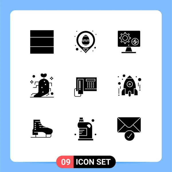 Pictogram Set Simple Solid Glyphs Phone Therapy Screen Nature Drug — Stock Vector
