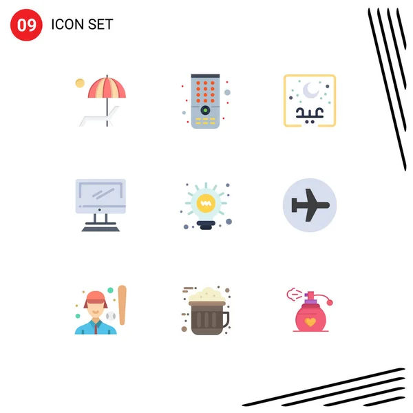 Set Modern Icons Sysymbols Signs Device Eid Monitor Moon Editable — Vector de stock