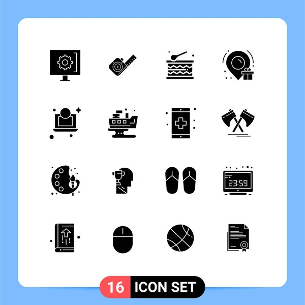 Pack Modern Solid Glyphs Signs Symbols Web Print Media Seperti - Stok Vektor