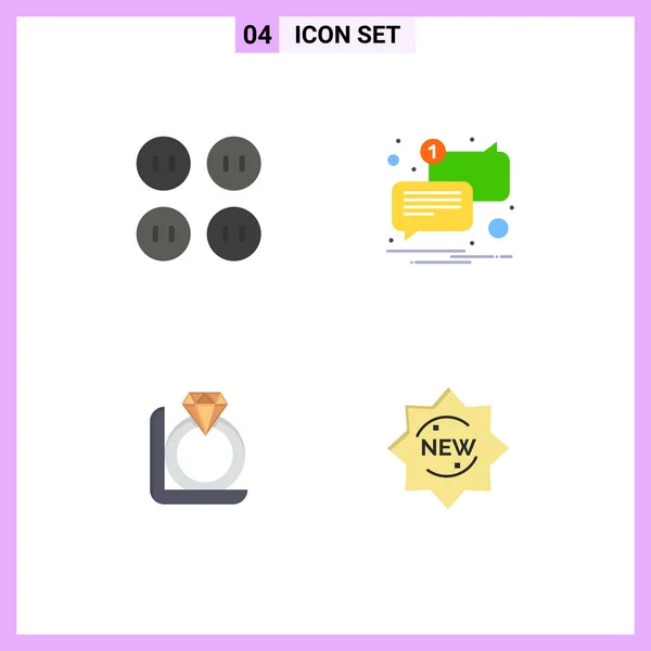 Thematic Vector Flat Icons Editable Symbols Buttons Gift Chat Unread — Stock Vector