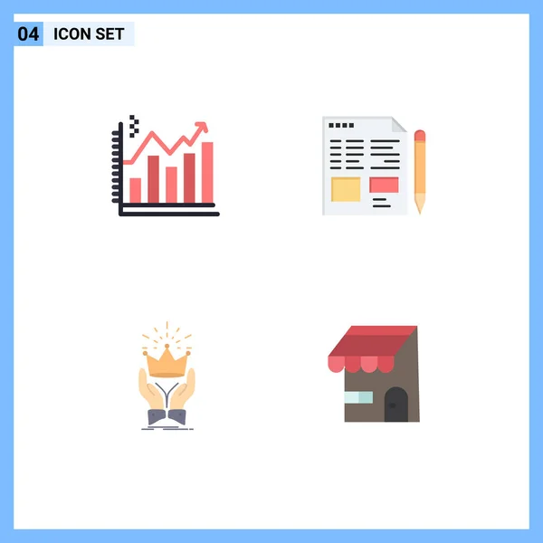 Conjunto Icones Modernos Símbolos Sinais Para Análise Coroa Gráfico Texto —  Vetores de Stock