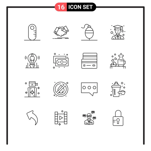 Icône Vectorielle Stock Paquet Signes Symboles Ligne Pour Personne Idée — Image vectorielle