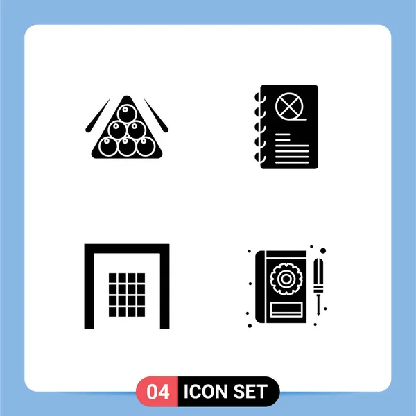 Κινητό Interface Solid Glyph Set Εικονογράμματα Της Μπάλας Πύλη Πισίνα — Διανυσματικό Αρχείο