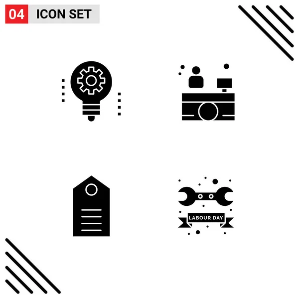 Conjunto Iconos Interfaz Usuario Moderna Símbolos Signos Para Ropa Bombilla — Vector de stock