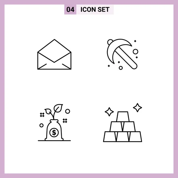 Symboles Icône Universelle Groupe Filledline Moderne Couleurs Plates Courriel Croissance — Image vectorielle