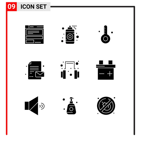 Modernes Set Von Solid Glyphen Und Symbolen Wie Unterstützung Headset — Stockvektor