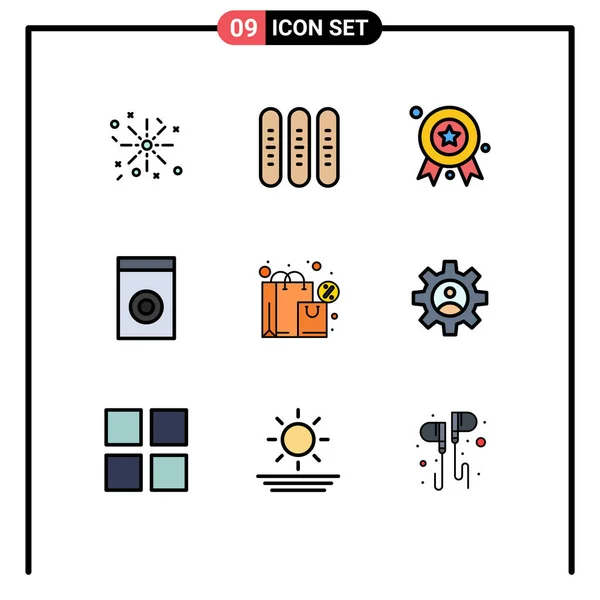 Interface Usuário Filledline Flat Color Pack Modern Signs Symbols Shopping — Vetor de Stock