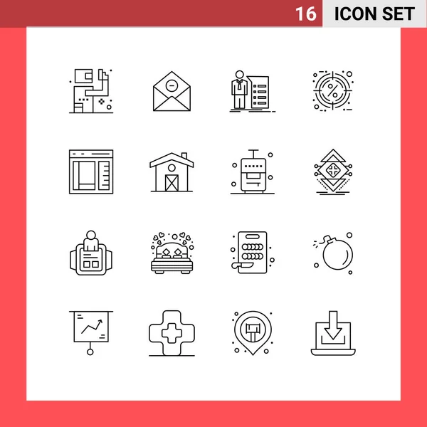 Creative Icons Modern Signs Symbols Percentage Hot Email Discount Meeting — Stock Vector