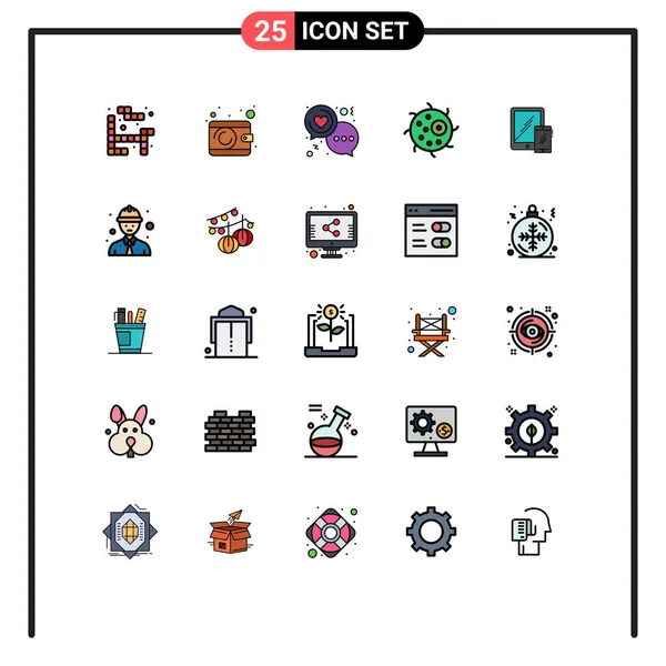 Conjunto Icones Modernos Símbolos Sinais Para Negócios Planta Dia Célula —  Vetores de Stock