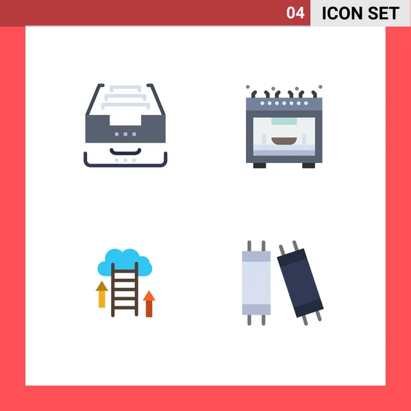 Pictogram Set Simple Flat Icons Archive Download Document Microwave Data — Stock Vector