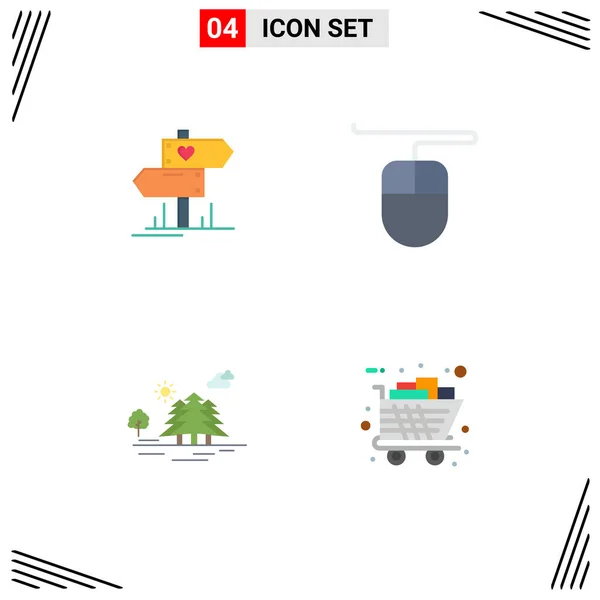 Set Vector Flat Icons Grid Dierection Nature Wedding Mountain Gifts — Stock Vector