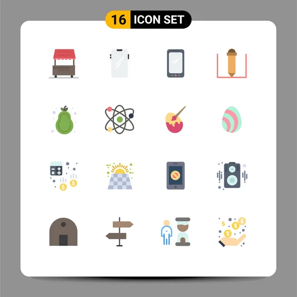 Conjunto Icones Modernos Símbolos Sinais Para Frutas Lápis Abraço Iphone — Vetor de Stock