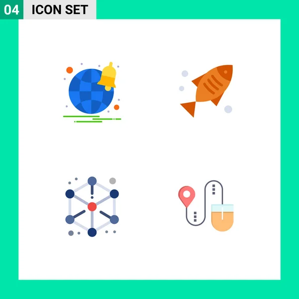 Grupo Flat Icons Sinais Símbolos Para Navegador Cubo Médico Saúde — Vetor de Stock