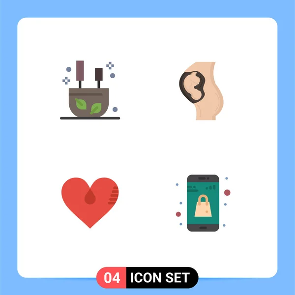 Conjunto Moderno Iconos Planos Símbolos Como Ardor Corazón Palos Bebé — Vector de stock