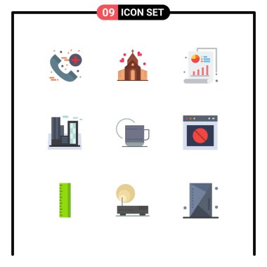 9 Basit Düz Renkli Düzenlenebilir Vector Satır Paketi Seksi, şirket, bar, bina, Endüstriyel Vektör Tasarım Elemanları