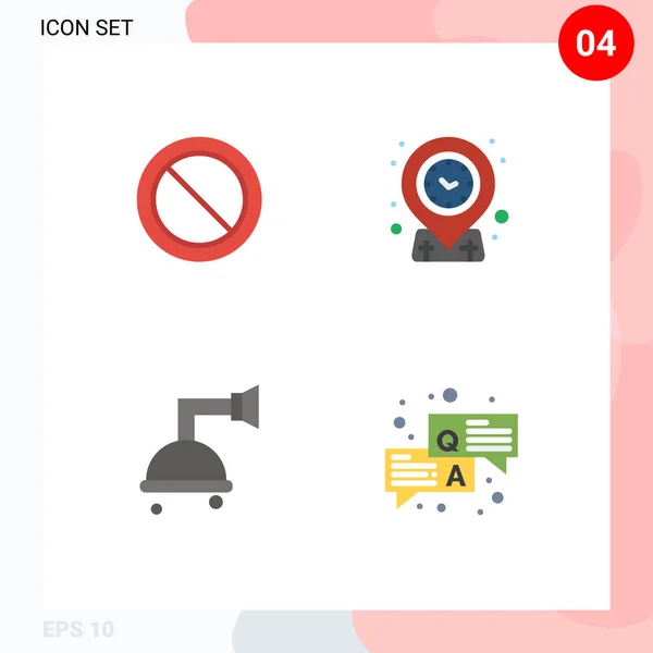 Universal Flat Icon Signs Symbols Ban Shower Geo Time Editable — 스톡 벡터