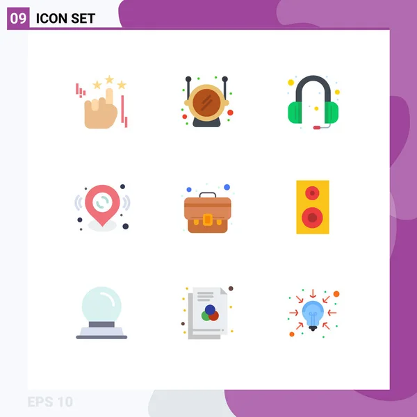 Creative Icons Modern Signs Sysymbols Bag Case Support Business Location — Vector de stock