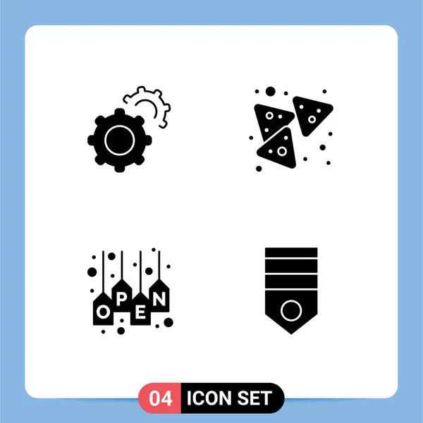 Universal Icon Symbols Group Modern Solid Glyphen Gear Shop Chips — Stockvektor