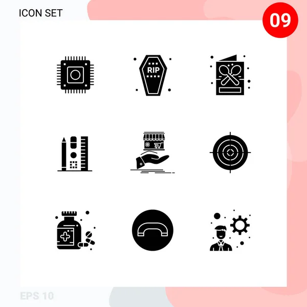 Universal Icon Symbolen Groep Van Moderne Solid Glyphs Van Online — Stockvector