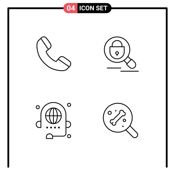 Conjunto Icones Modernos Símbolos Sinais Para Chamada Conferência Pesquisa Internet — Vetor de Stock