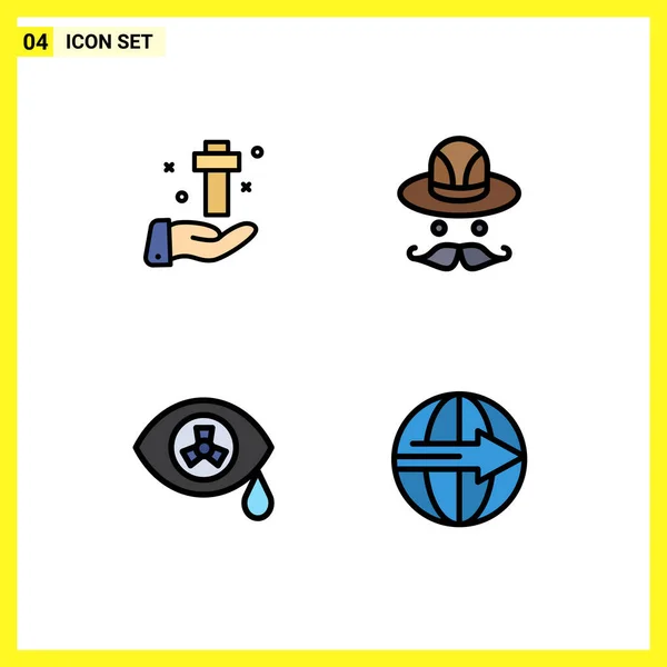 Set Modern Icons Sysymbols Signs Hand Nuclear Cross Hat Cargo — Vector de stock