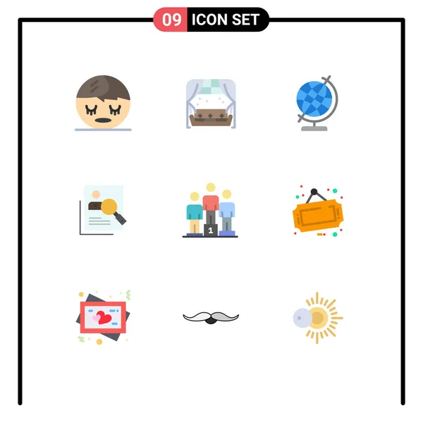 9ユーザーインターフェイス現代的な記号と検索 リソース 編集可能なベクトルデザイン要素のシンボルのフラットカラーパック — ストックベクタ