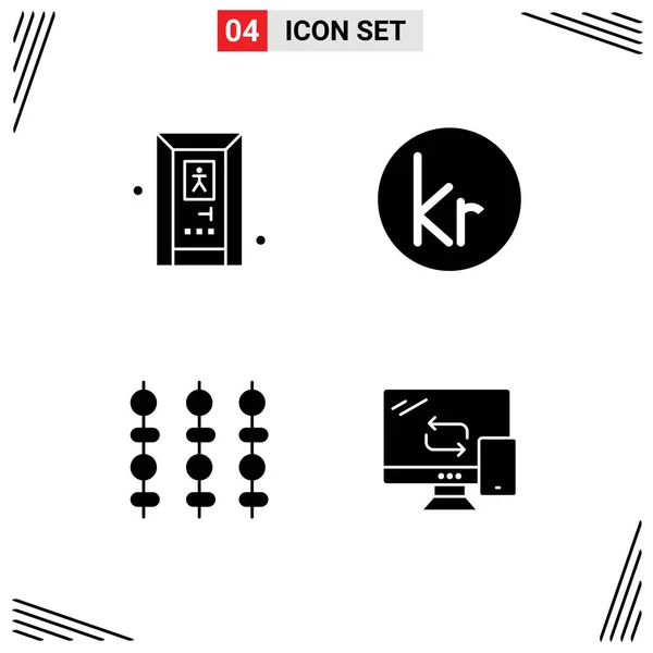 Thematic Vector Solid Glyphs Editable Symbols Bathroom Meat Krone Icelandic — Stock Vector