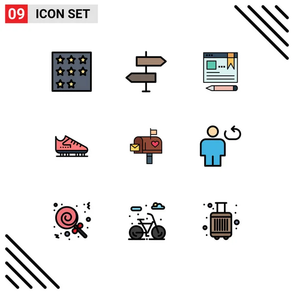 Conjunto Icones Modernos Símbolos Sinais Para Patins Gelo Direção Inicialização — Vetor de Stock