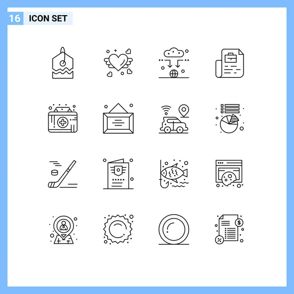 Stock Vector Icon Pack Line Signs Symbols Medical Aid First — Stock Vector