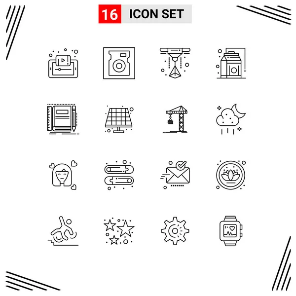 Universal Icon Symbols Gruppo Contenuti Moderni Blocco Note Libro Duro — Vettoriale Stock