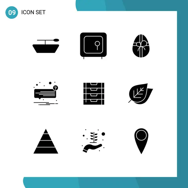 Mobile Interface Solid Gyph Set Pictograms Storage Drawer Easter Document — Vector de stock