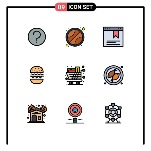 Stock Vector Icon Pack Mit Zeilen Zeichen Und Symbole Für — Stockvektor