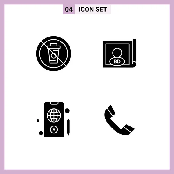 User Interface Solid Glyph Pack Modern Signs Symbols Mobile Country — Stockový vektor