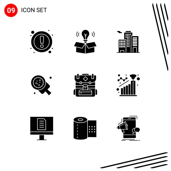 Set Modern Icons Sysymbols Signs Camping Restaurant Building Pizza Food — Vector de stock