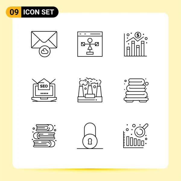 Universal Icon Symbols Group Modern Outlines Factory Mail Digital Setting — Stock Vector