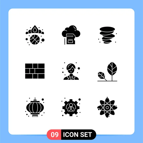 Thematic Vector Solid Glyphs Editable Symbols Woman Doctor Archive Security — Stock Vector