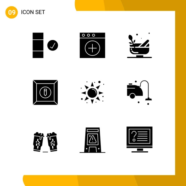 Universal Icon Symbols Group Modern Solid Glyphs Cleaner Sun Bowl —  Vetores de Stock