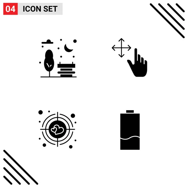 Универсальная Икона Представляет Собой Группу Современных Символов Скамейка Батарейка Палец — стоковый вектор