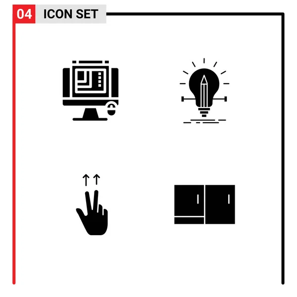 User Interface Pack Basic Solid Glyphs Css Design Fingers Web — Stock Vector