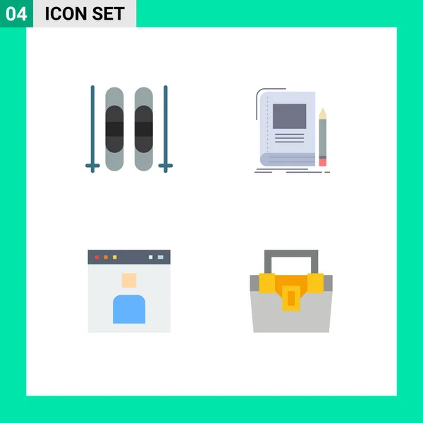 Modern Set Flat Icons Pictograph Ice Browser Book Notebook Page — 스톡 벡터