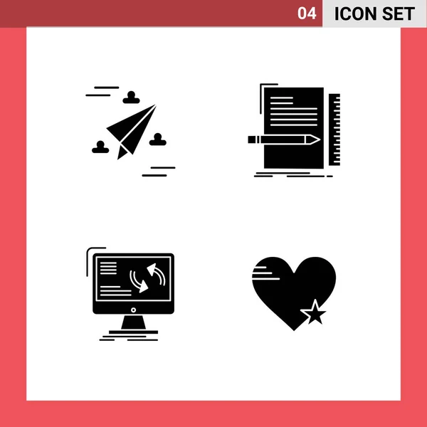 Benutzeroberfläche Solid Glyph Pack Moderner Zeichen Und Symbole Für Web — Stockvektor