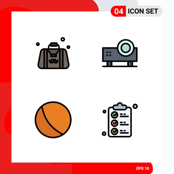 Conjunto Icones Modernos Símbolos Sinais Para Saco Projetor Vídeo Dia — Vetor de Stock
