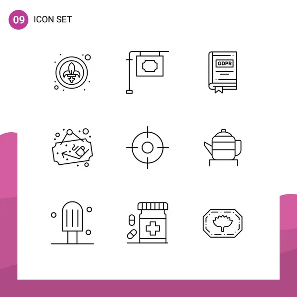 Stock Vector Icon Pack Line Signs Symbols Location Sign Board — Stock Vector