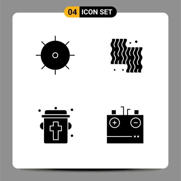 Mobile Interface Solid Gyph Set Pictograms Control Bottle Animal Farm — Vector de stock