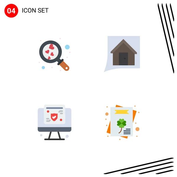 Mobile Interface Flat Icon Set Pictograms Heart Computer Wedding Conversation — Vector de stock