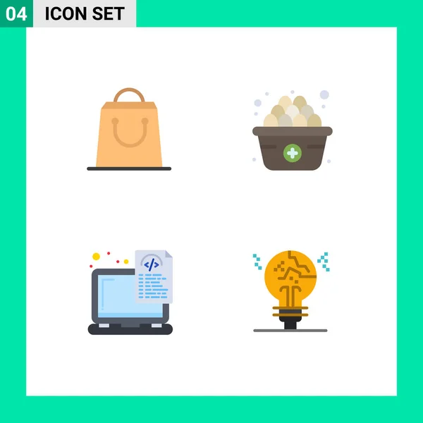 Universal Icon Symbols Group Modern Flat Icons Bag Laptop Diet — Stock Vector